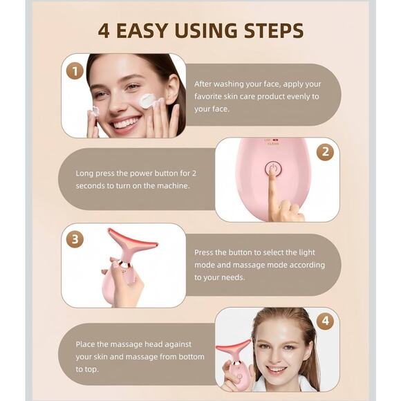 NEW Elishine 7 Color Face and Neck Massager Light Therapy, Red Light Based - Picture 6 of 7